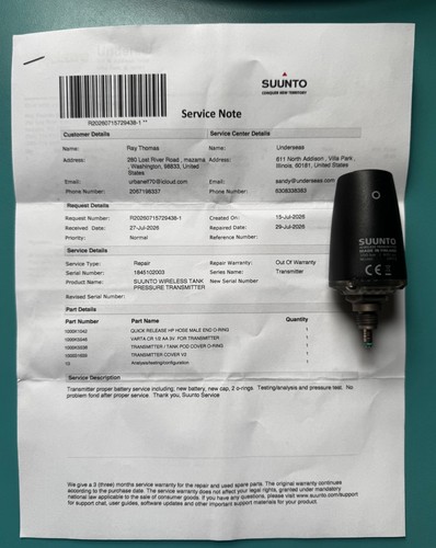 Suunto wireless tank pressure